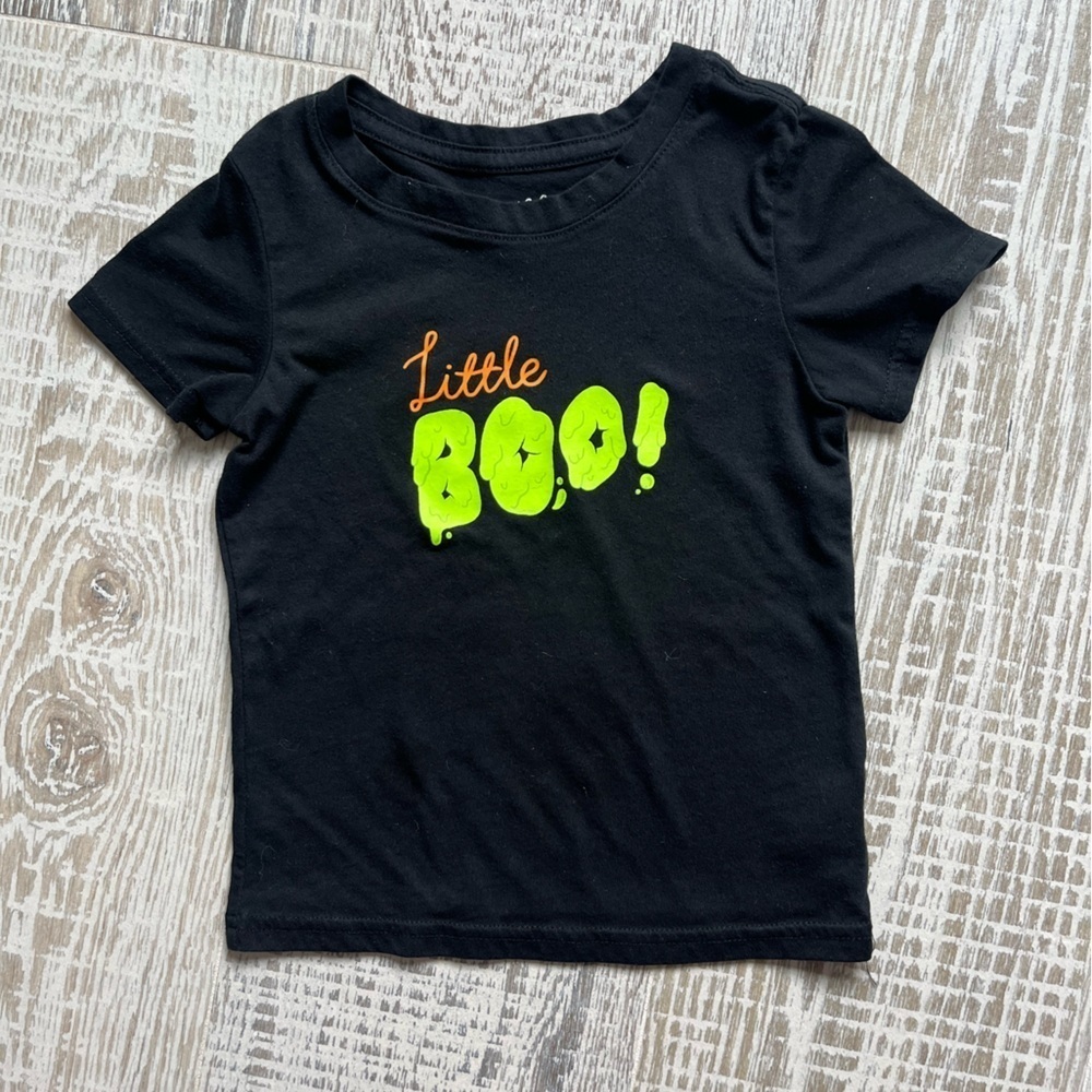 🌸Little Boo 3T toddler halloween shirt by Cat and Jack black green